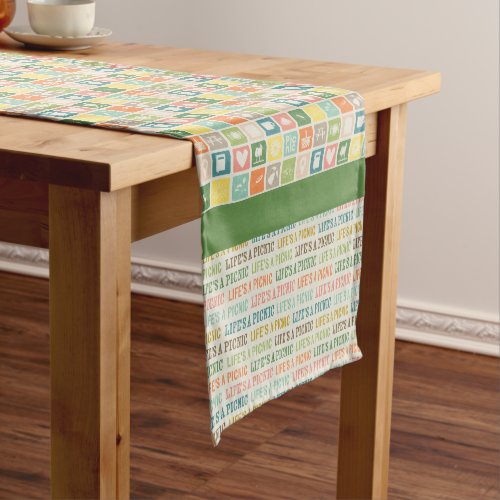 Lifes A Picnic Moss Green Table Runner