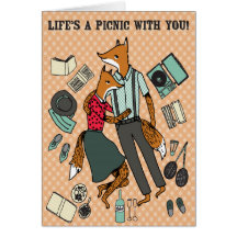 Life's a Picnic With You! - Foxes in Love Card