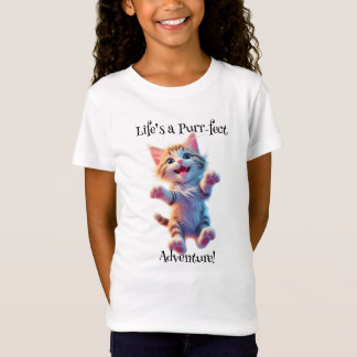 Life's a Purr-fect Adventure Cute Flying Kitten T-Shirt