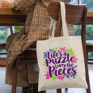Life's a Puzzle Unique Fun Tote Bag