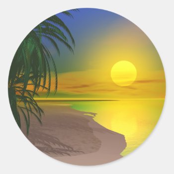 Life's A Sunny Beach Classic Round Sticker by Peerdrops at Zazzle