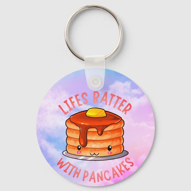 Lifes Batter With Pancakes Cute Pancake Keychain (Front)