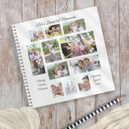 Lifes Beautiful Moments 11 Photo Collage White Notebook