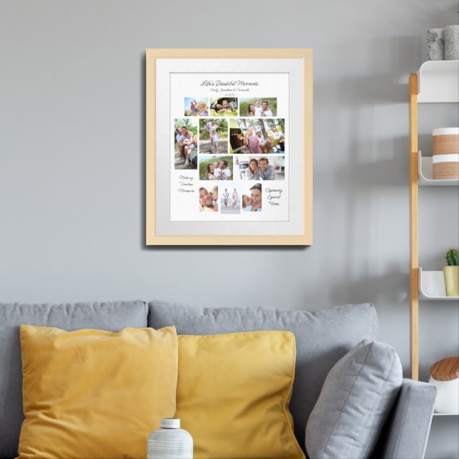 Lifes Beautiful Moments 11 Photos Collage White Framed Art (Living Room 3)