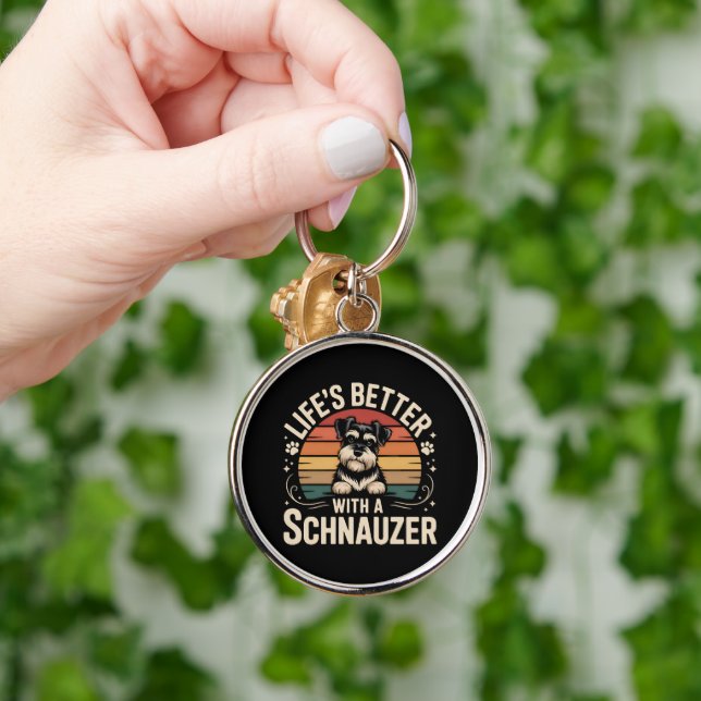 Life's Better With A Schnauzer Keychain (Hand)
