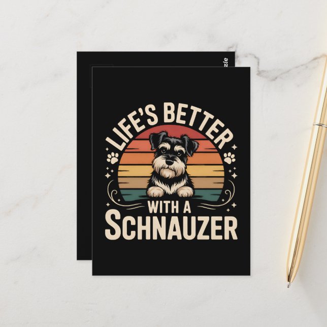 Life's Better With A Schnauzer Postcard (Front/Back In Situ)