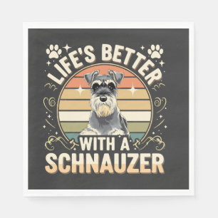 Life's Better With A Schnauzer Retro Dog Lover Napkins