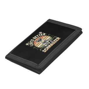 Life's Better With A Schnauzer Retro Dog Lover Tri-fold Wallet