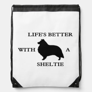 Life's Better With A Sheltie Drawstring Bag