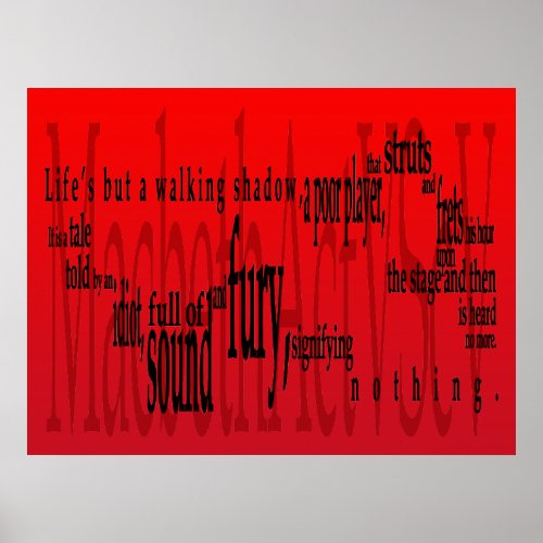 Lifes but a Walking Shadow Macbeth Shakespeare Poster