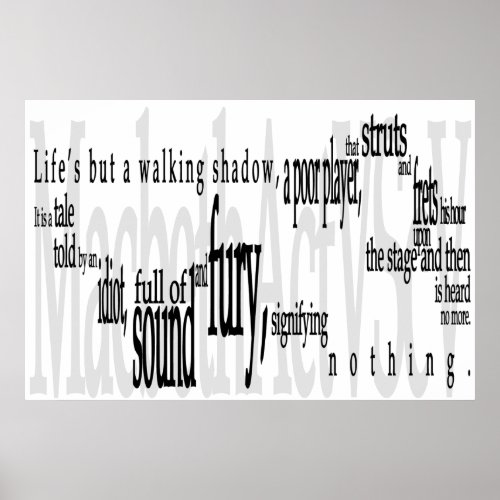 Lifes but a Walking Shadow Shakespeare Quote Poster