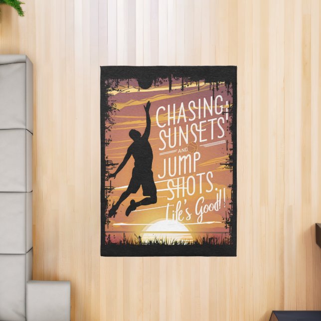 Life's Good Basketball Sunset Jump Shot Rug (Insitu (Indoor 2))