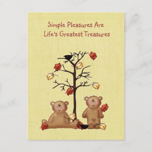 Lifes Greatest Treasures _ Fall Teddy Bears Postcard