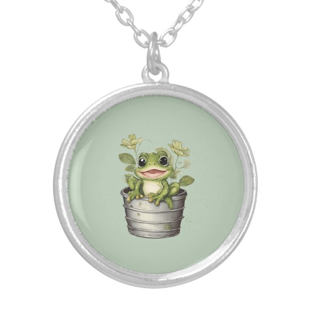 Life's Lily Pads Silver Plated Necklace (Front)