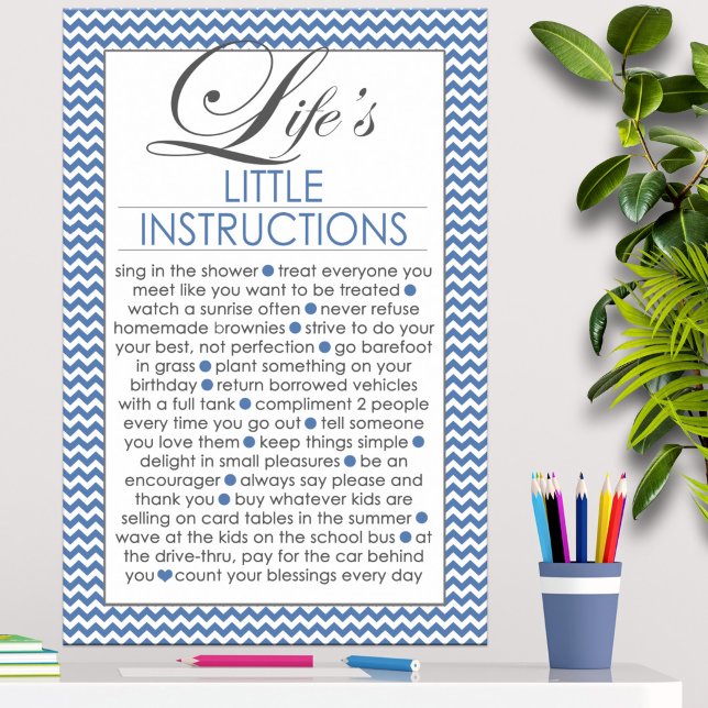 Life's Little Instructions Navy Blue Poster (Creator Uploaded)