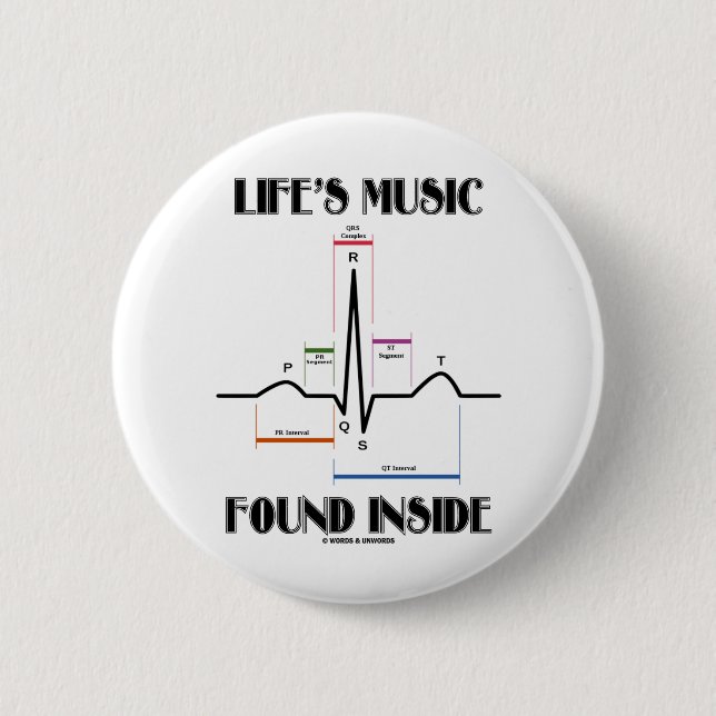 Life's Music Found Inside (ECG/EKG Heartbeat) Button (Front)