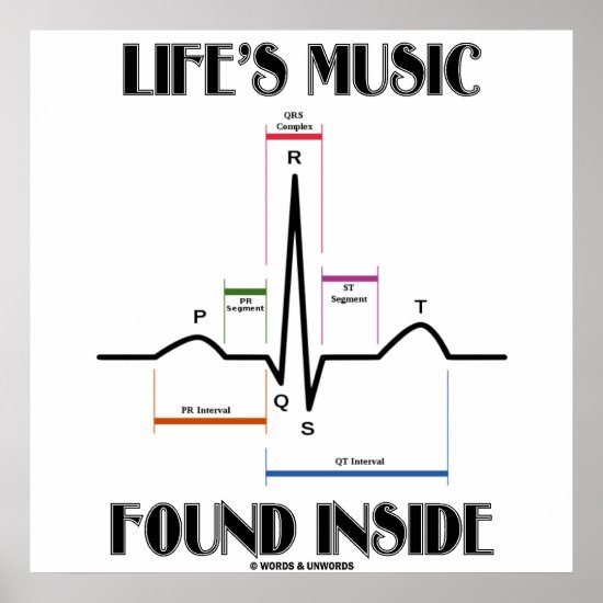 Life's Music Found Inside (ECG/EKG Heartbeat) Poster
