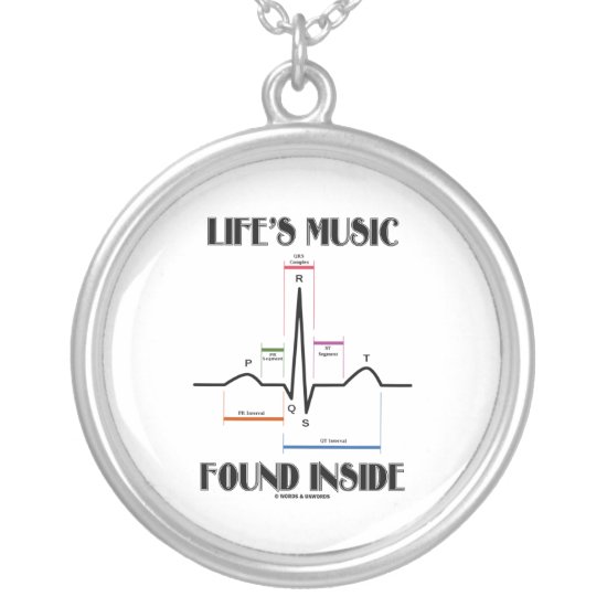 Life's Music Found Inside (Electrocardiogram) Silver Plated Necklace
