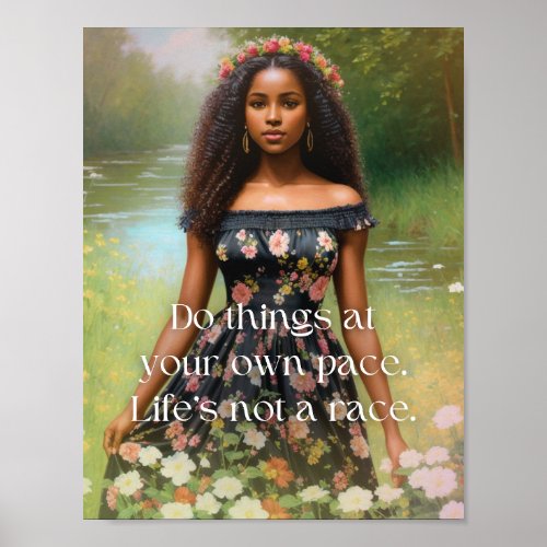 Lifes Not A Race Black Woman Art Poster