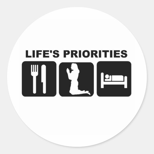 Life's priorities, Praying Classic Round Sticker