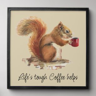 Life's Tough, Coffee Helps Stressed Squirrel Peel And Stick Photo Tile