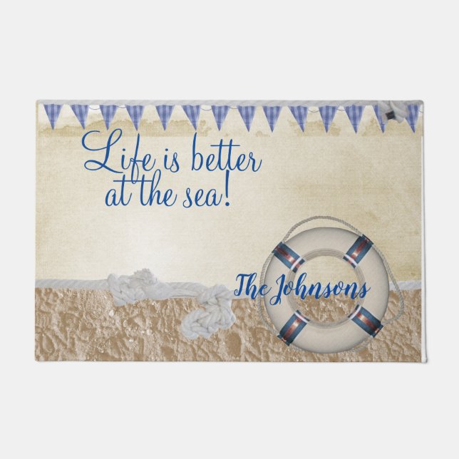 Lifesaver on the sand doormat (Front)