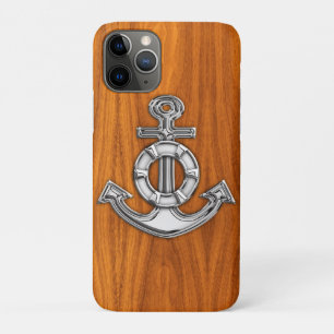 Lifesaver Steel Anchor on Teak Veneer iPhone 11 Pro Case