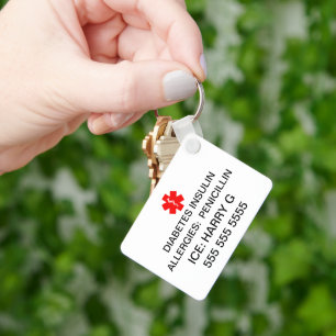 Lifesaving Medical Alert Emergency Details Keychain