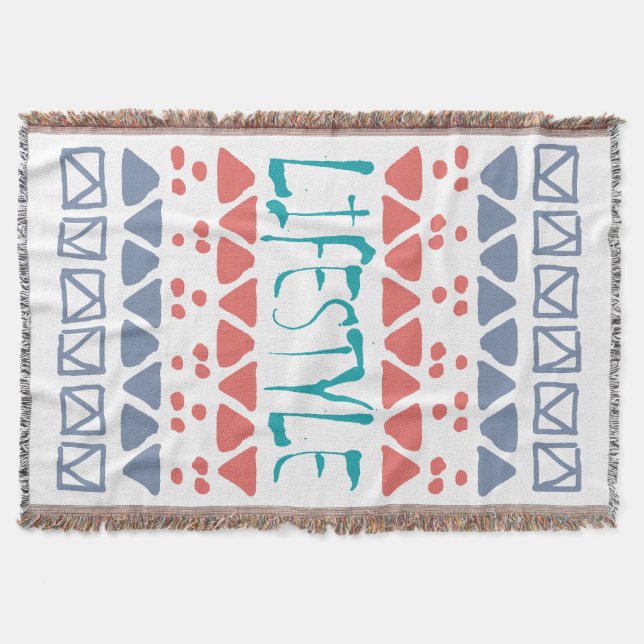 LIFESTYLE – Colorful Geometric Tribal Pattern  Throw Blanket (Front)