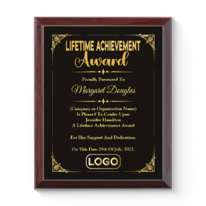Lifetime Achievement award | Gold & Black Plaque