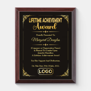 Lifetime Achievement award   Gold & Black Plaque