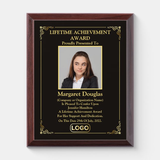 Lifetime Achievement award Photo | Gold & Black (Vertical)