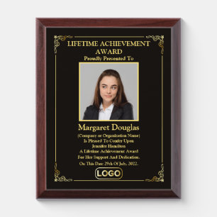Lifetime Achievement award Photo   Gold & Black Plaque