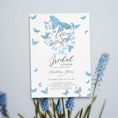 Lifetime Butterflies Something Blue Bridal Shower Invitation