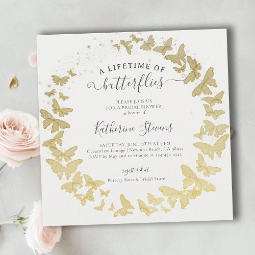 Lifetime Butterflies Wreath Modern Bridal Shower Invitation