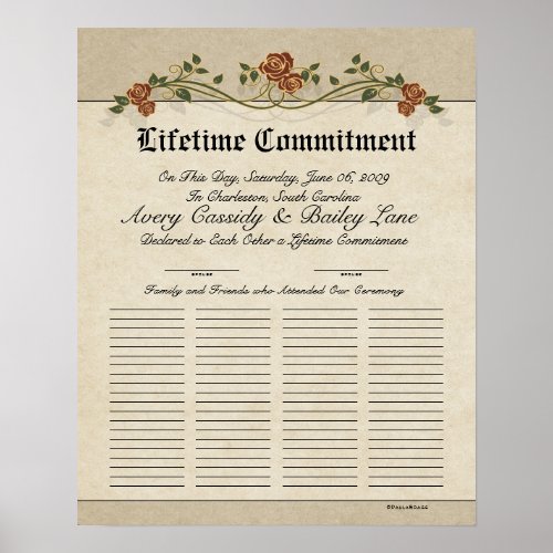 Lifetime Commitment Guestbook Wedding Certificate