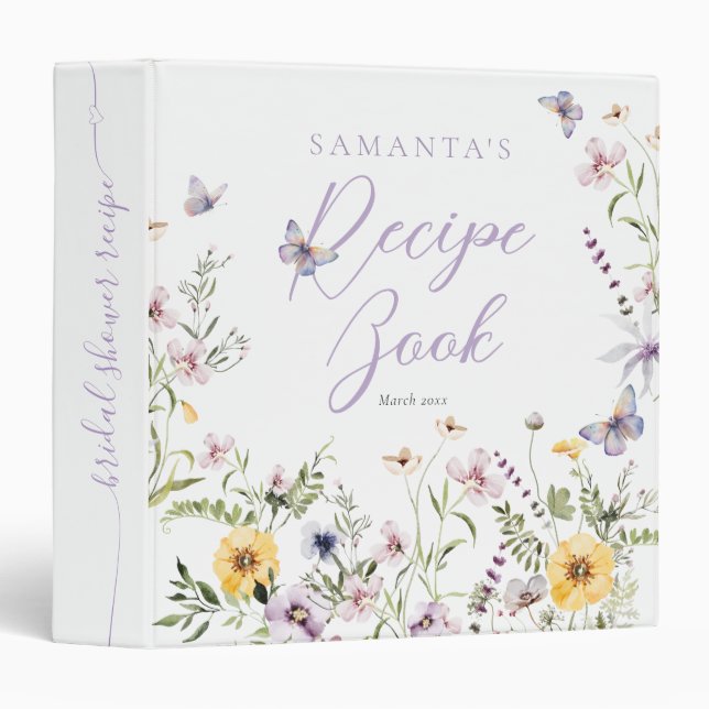 Lifetime of Butterflay Purple Floral Bridal Shower 3 Ring Binder (Front/Spine)