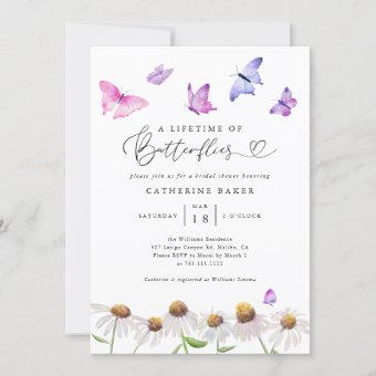 Lifetime Of Butterflies Bridal Shower Invitation | Zazzle