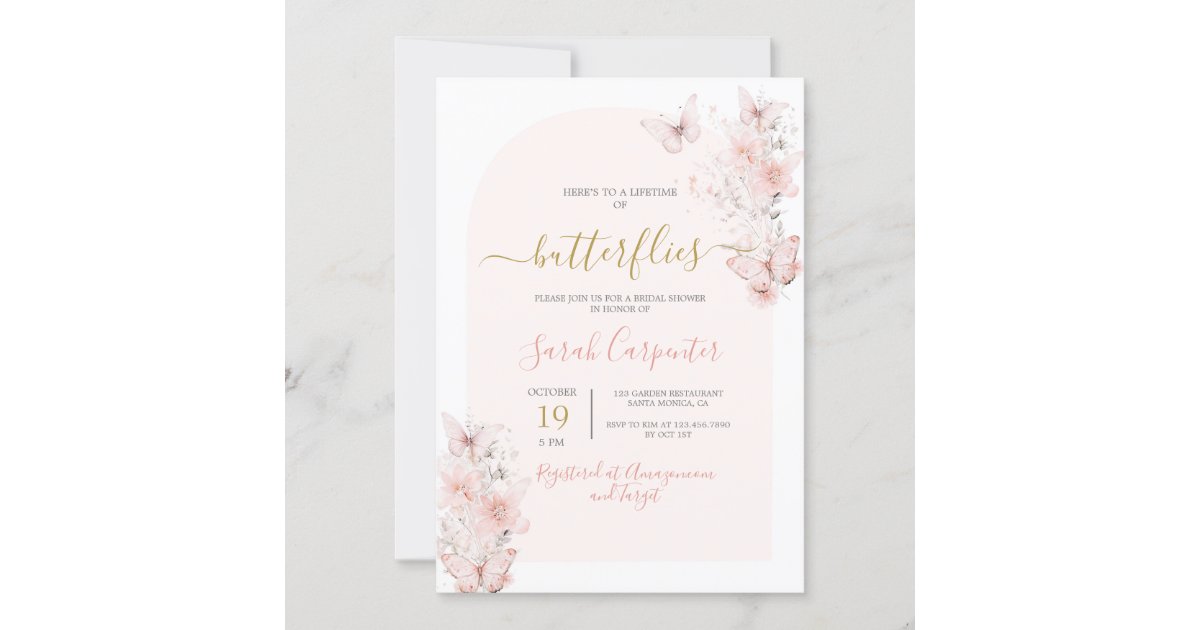 Lifetime of Butterflies Bridal Shower Invitation | Zazzle