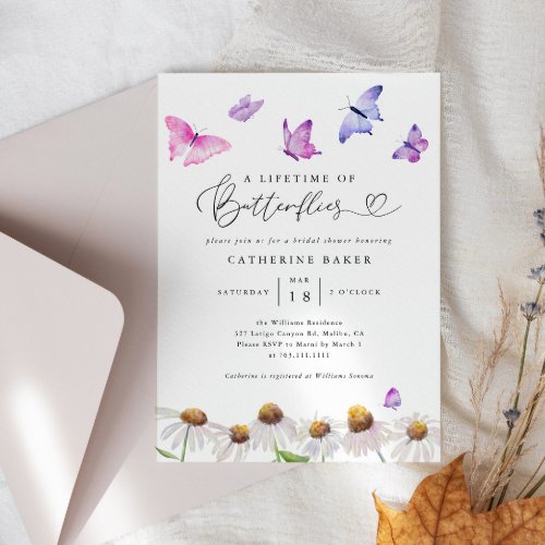Lifetime Of Butterflies Bridal Shower Invitation