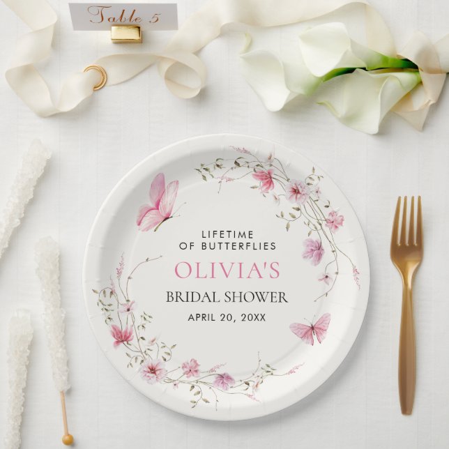 Lifetime of Butterflies Bridal Shower Paper Plates (Wedding)