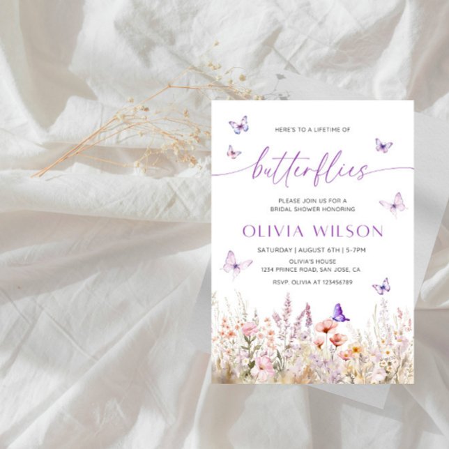 Lifetime of Butterflies Bridal Shower Party Invitation (Creator Uploaded)