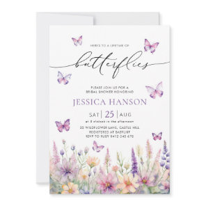 Lifetime of Butterflies Bridal Shower Wildflower  Invitation