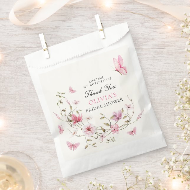 Lifetime of Butterflies Floral Bridal Shower Favor Bag (Clipped)
