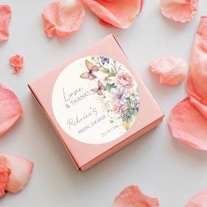 Lifetime of Butterflies floral bridal shower favor Classic Round Sticker