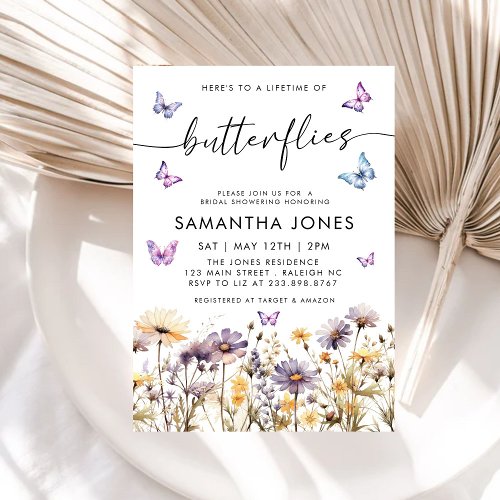 Lifetime of Butterflies Floral Bridal Shower Invitation