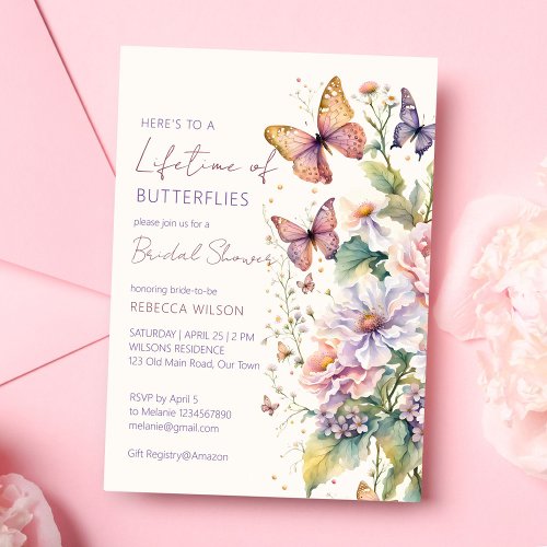 Lifetime of Butterflies floral bridal shower Invitation