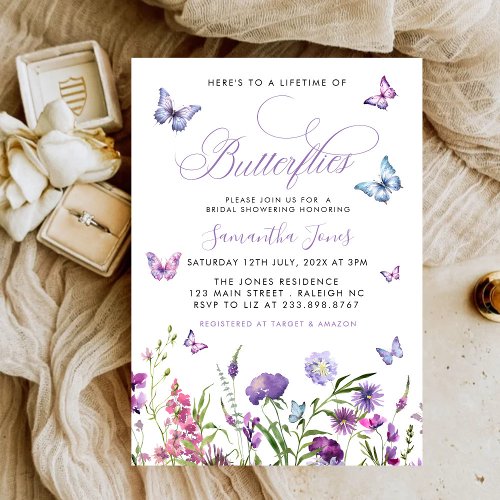 Lifetime of Butterflies Floral Bridal Shower Invitation