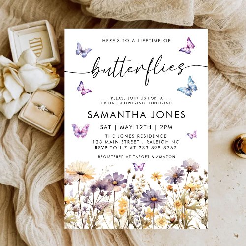 Lifetime of Butterflies Floral Bridal Shower Invitation