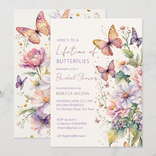 Lifetime of Butterflies floral bridal shower Invitation | Zazzle